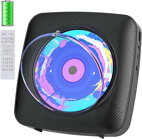 Reproductor de CD portátil con Bluetooth recargable: reproductores de CD para el hogar con 1800mAh Kegaudio de escritorio, reproductor de CD de
