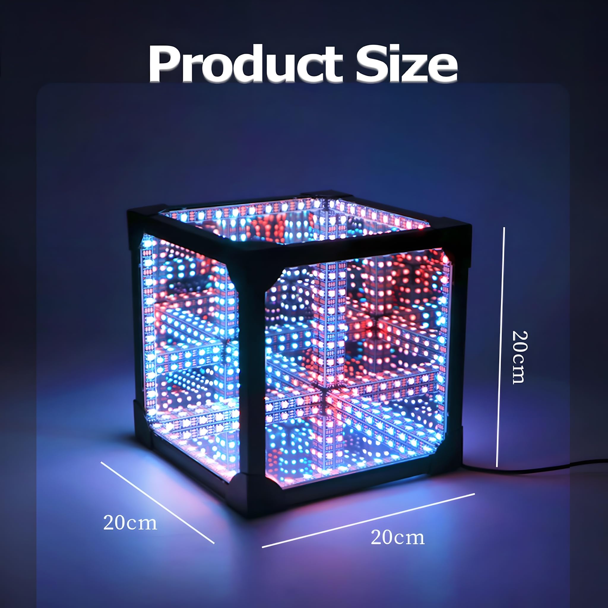 Infinity Mirror Tunnel Light, Rgb Cool Cosmic Cube Lampa Z 200 Trybami Dynamicznymi I 50 Trybami Muzycznymi Lampa O Efekcie 3D Z Zasilaną Przez Usb Lamp 10*10*10CM APP + Remote Control + Voice Pickup