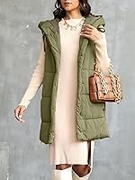 Vista 5 de Danedvi Chaleco de invierno con capucha para mujer, con cremallera lateral, casual, sin mangas, abrigo largo