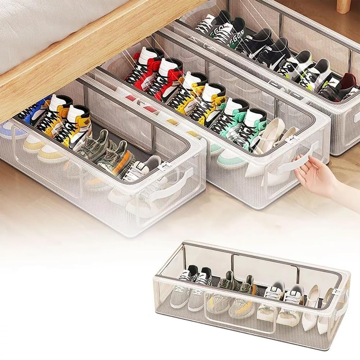 27L Shoe Storage Box | Stackable & Foldable Organizer | Transparent Front Door | Multipurpose Closet & Home Storage-image-37