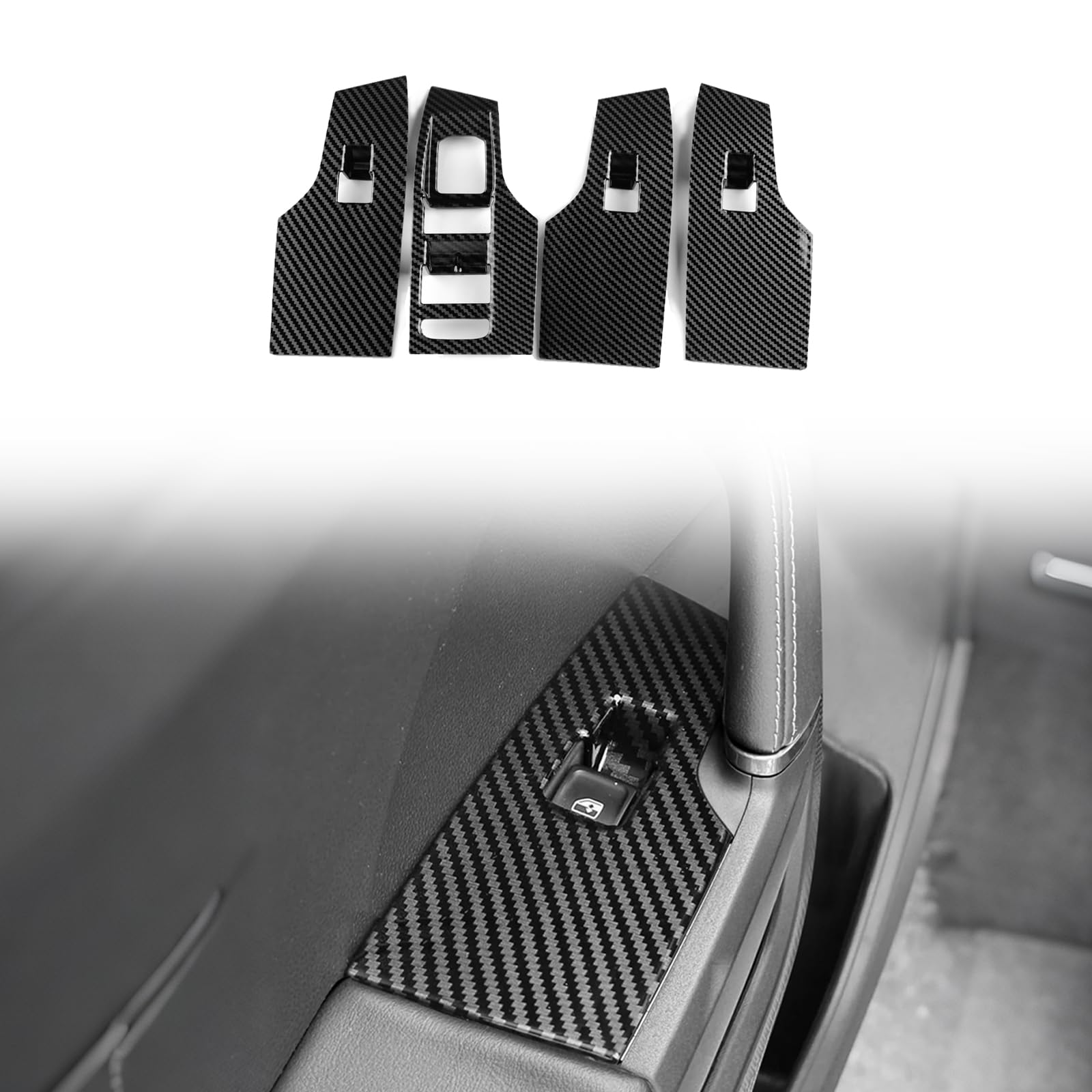 Para Seat Leon MK4 C-upra Leon C-upra Formentor Seat Ibiza Seat Arona 2020-2024 2025 2026 ABS Fibra de Carbono Panel de Control Coche Ventana Cristal Interruptor de Elevación Cubierta Marco