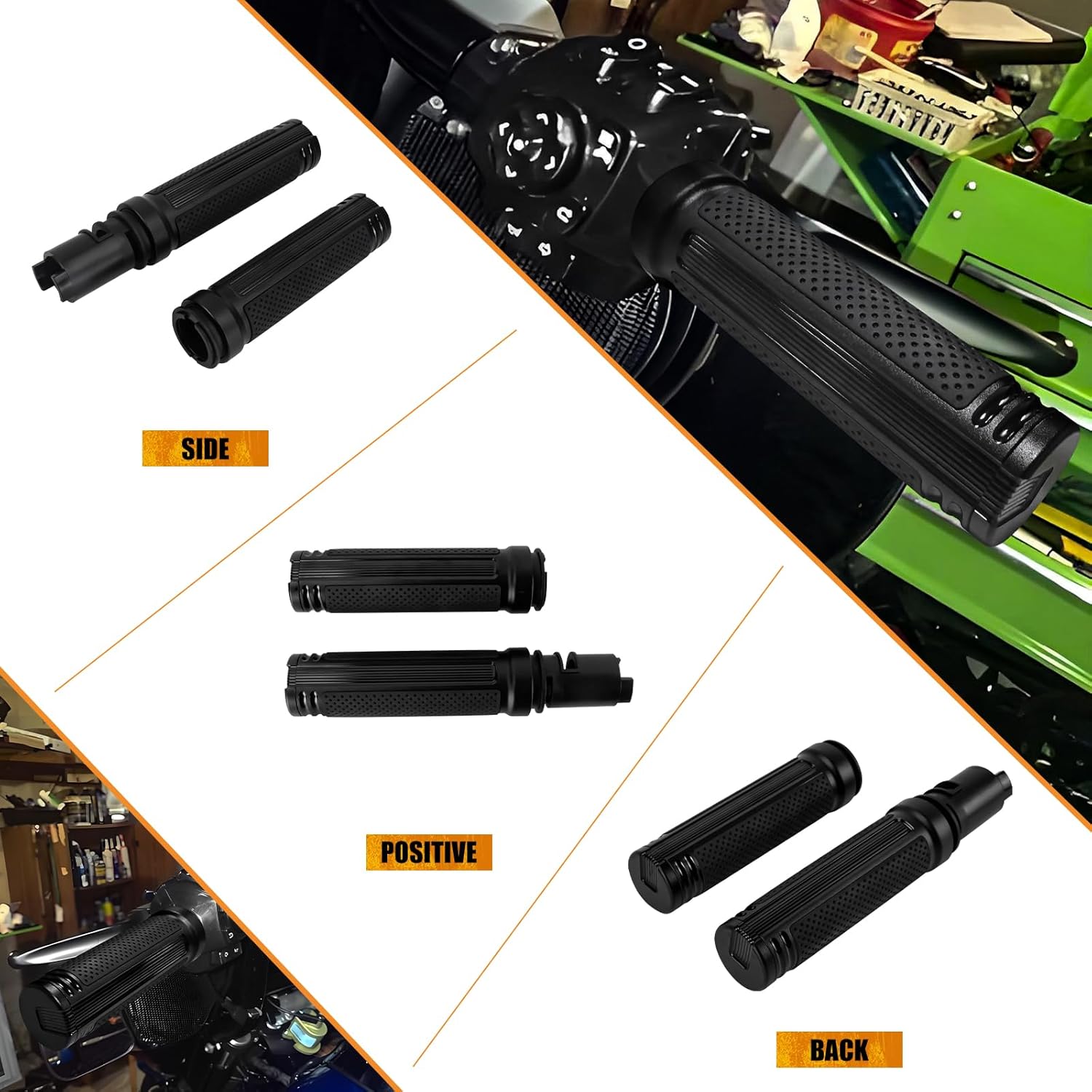 Handlebar 1 Inch/25mm Hand Grips Rubber Aluminum Anti-Slip Grip Compatible with Harley CVO Road Glide 2023-2025 CVO Street Glide 2023-2025 Softail 2025-up All Black