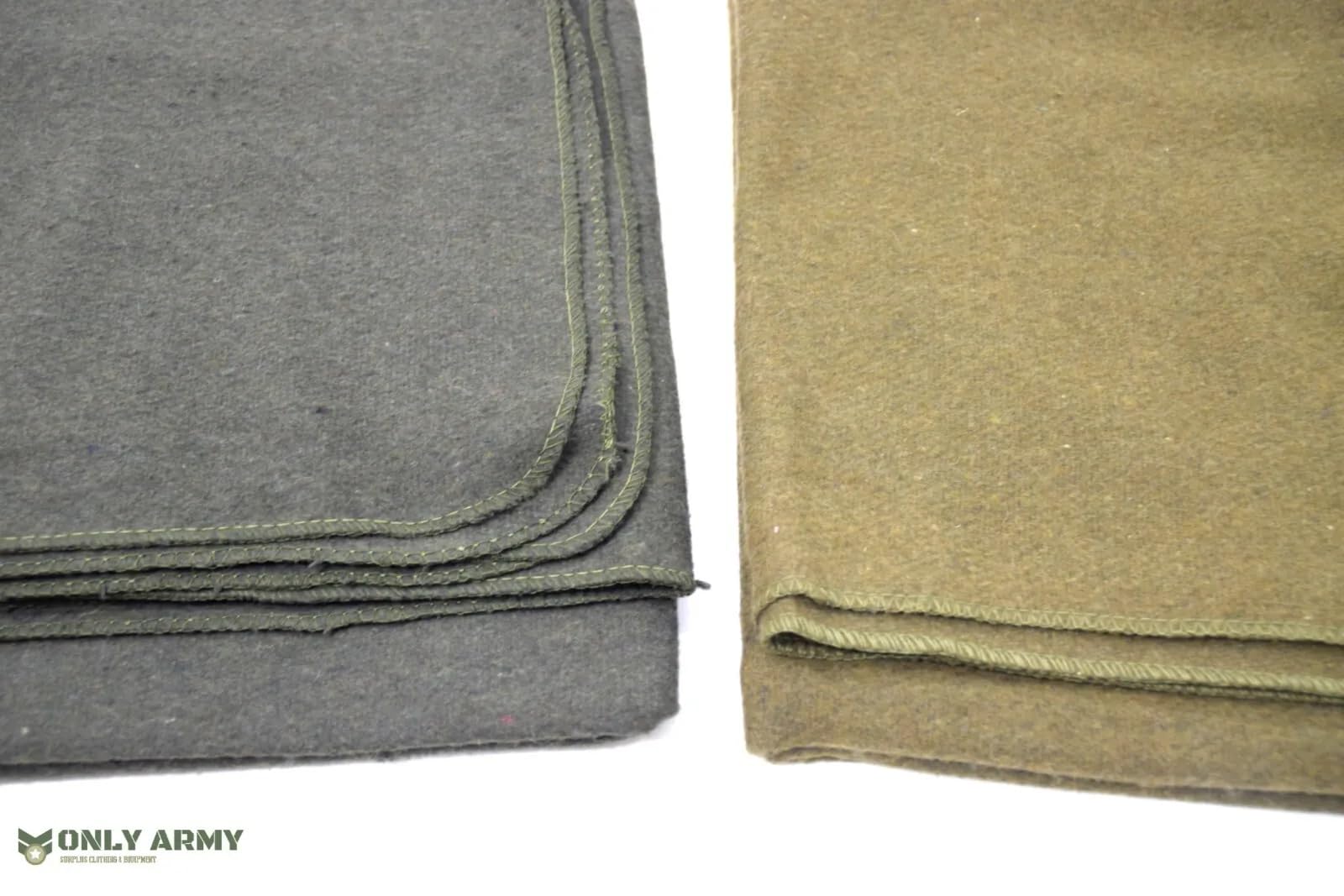 Only - Manta de lana militar, 75 % lana, 200 x 155 cm, color verde y caqui, manta resistente para camping, supervivencia o uso de emergencia, manta cálida, accesorio para sofá cama (caqui)
