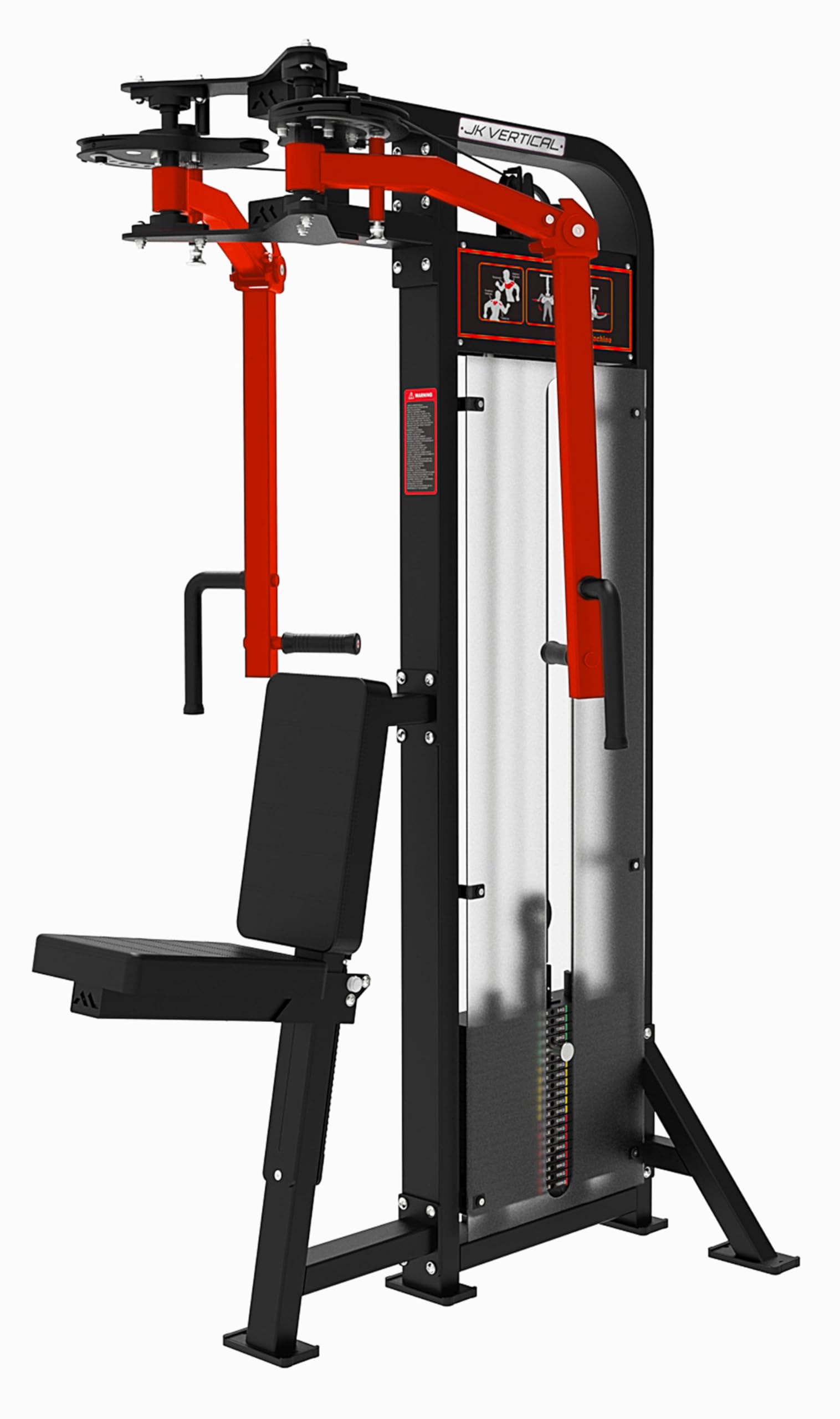 JKV Vertikale Butterfly Machine / Pec-Deck 2 in 1 mit 100 kg Gewichtspackung: Professionelle Brustmaschine, 5 verstellbare Arme, Rückenlehne 11 Ecken, Stahlrohr, Fitnessstudio & Home Gym