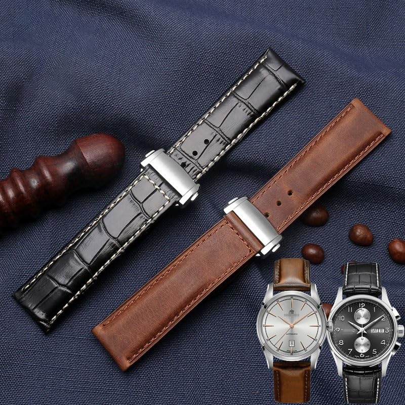 Sangle de montre en cuir pour boucle pliante sans usure