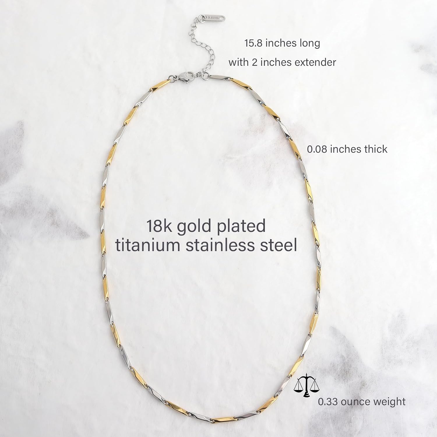 Jean Beau Gold Choker Necklace for Women, Simple 18K Gold Plated Adjustable Link Chain Prom Jewelry Gifts