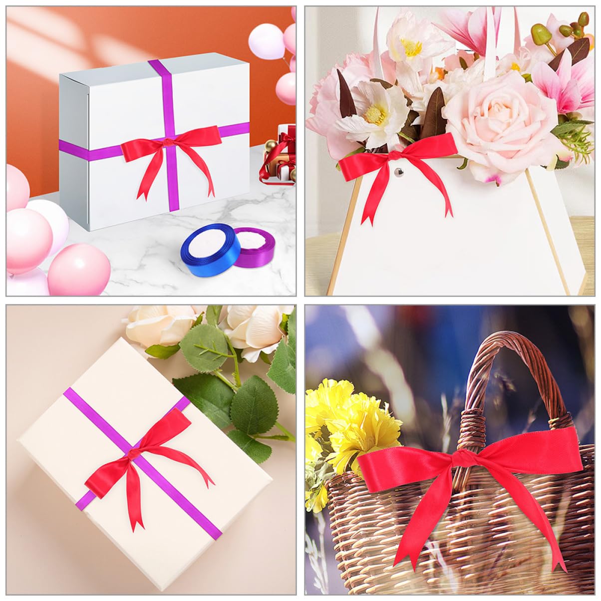 12rollen Farbige Geschenkbänder aus Polyester für Bastelarbeiten Geschenksbänder zum Verpacken von Blumen und Geschenken Dekorative Verpackungsbänder für Familie Zufällige Farbe