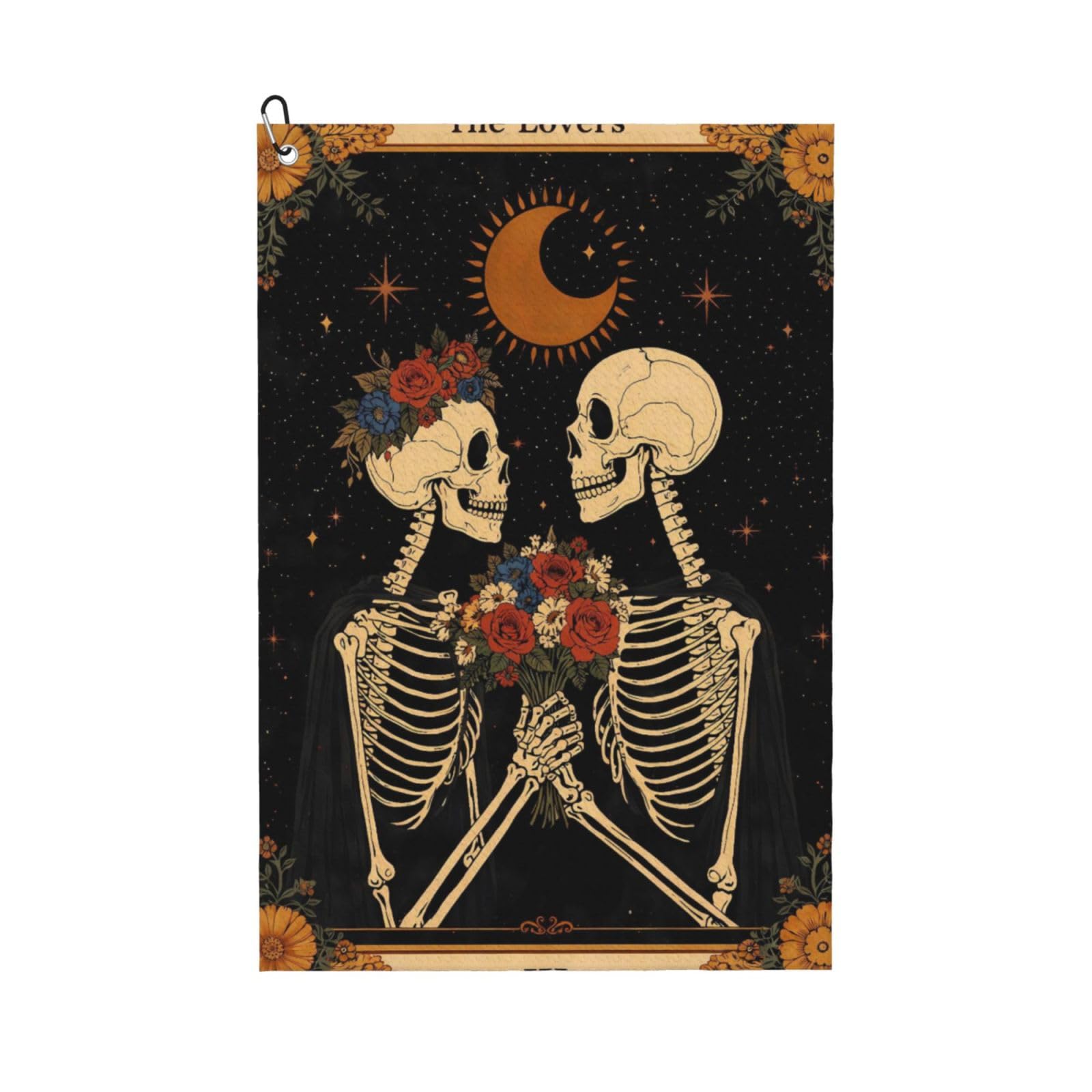 Oudrspo The Lovers Tarot Skeleton Multi-Functional Golf Towel | Absorbent Quick Drying 16x24in