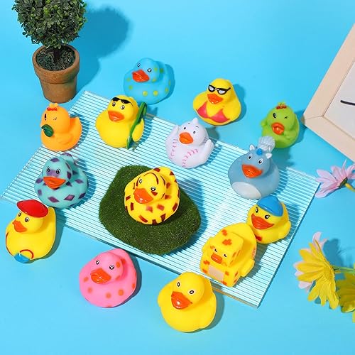 Miniatura 2 de ANGGIKO Paquete de 24 patos de goma a granel, surtido de juguetes de baño para bebés de Jeep Ducks para niños, juguetes de piscina de playa de