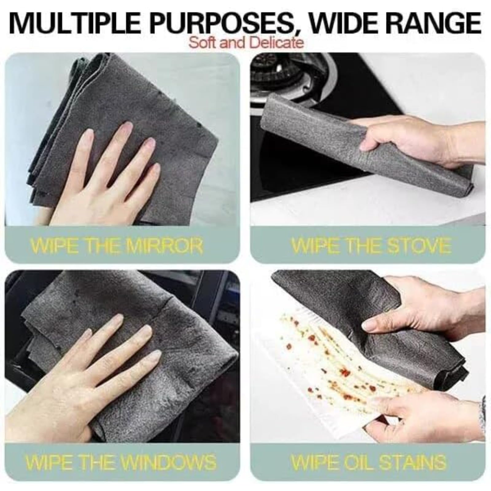 Paños de limpieza de microfibra, toallitas reutilizables gruesas sin rayas para ventanas, vidrio y coche, paquete de 15