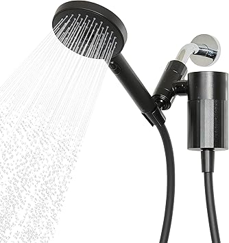 Sproos! - Handheld Showerhead with Filter Set, High Performance Filtration System for Healthier Hair and Skin, Extra Long 70 Inch Hose, 3 Customized Spray Functions, Black