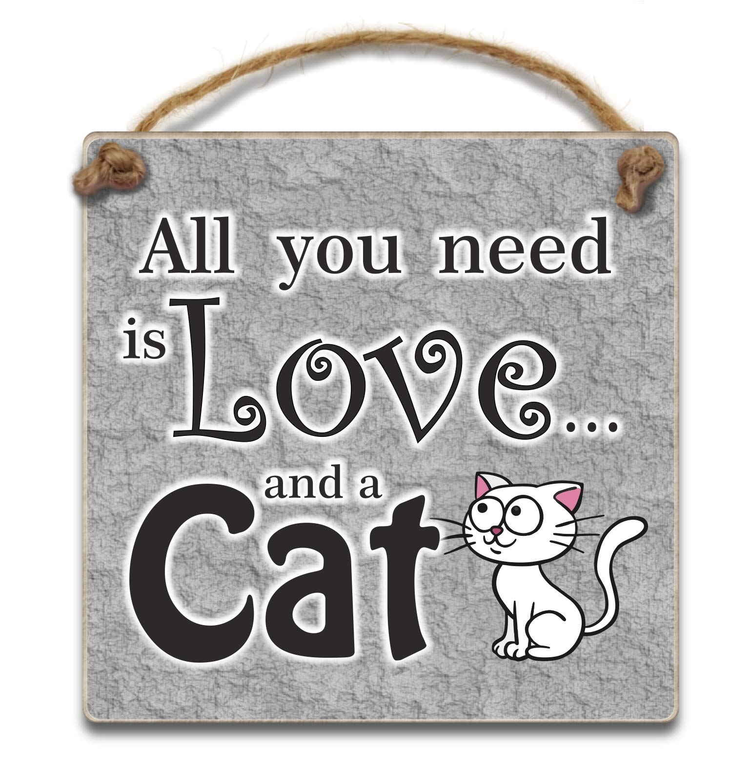 HmHome All you need is love and a cat - Funny Cat Wooden plaque Gift