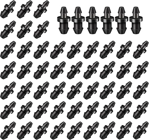 220 Pieces Drip Irrigation 1/4" Barbed Tubing End Plugs,Barbed Connectors End Cap for Drip or Sprinkler Systems