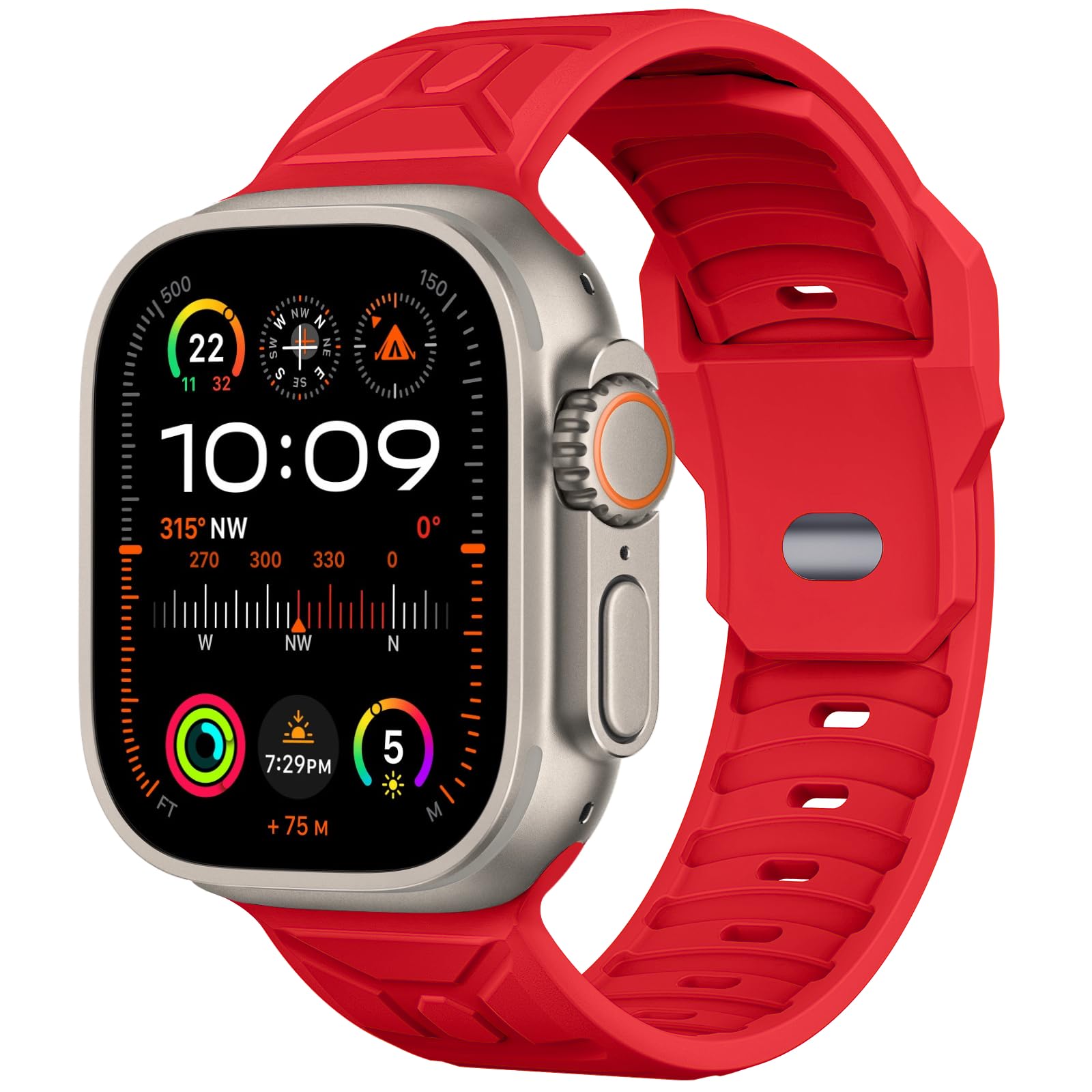 Tighesen Sport Bands Compatible with Apple Watch Band Ultra 2/Ultra SE Series 10/9/8/7/6/5/4 49mm 46mm 45mm 44mm for Women/Men Silicone iWatch Band (49/46/45/44mm, Red)