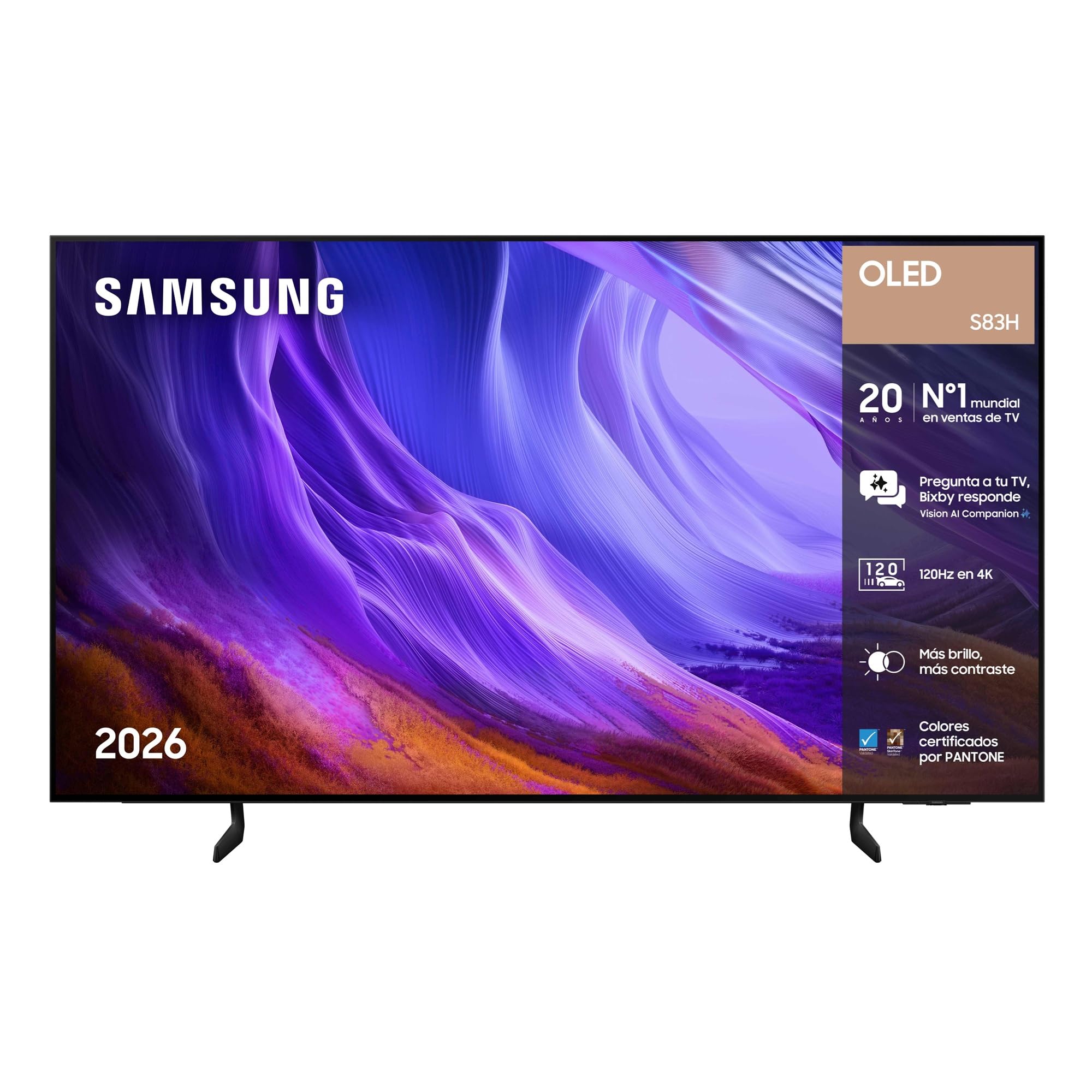 Samsung TV 65 Pulgadas OLED S83H 4K Smart TV con Vision AI Companion, Ultimate Gaming Pack, OLED HDR y Colores certificados, Gaming y Cine