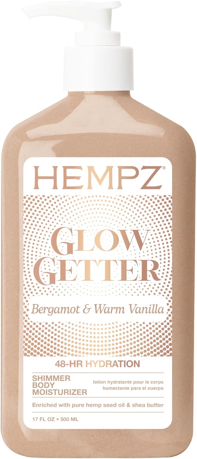 Hempz Glow Getter Body Lotion, Hydrating Moisturizer with Shimmer, 17 oz.