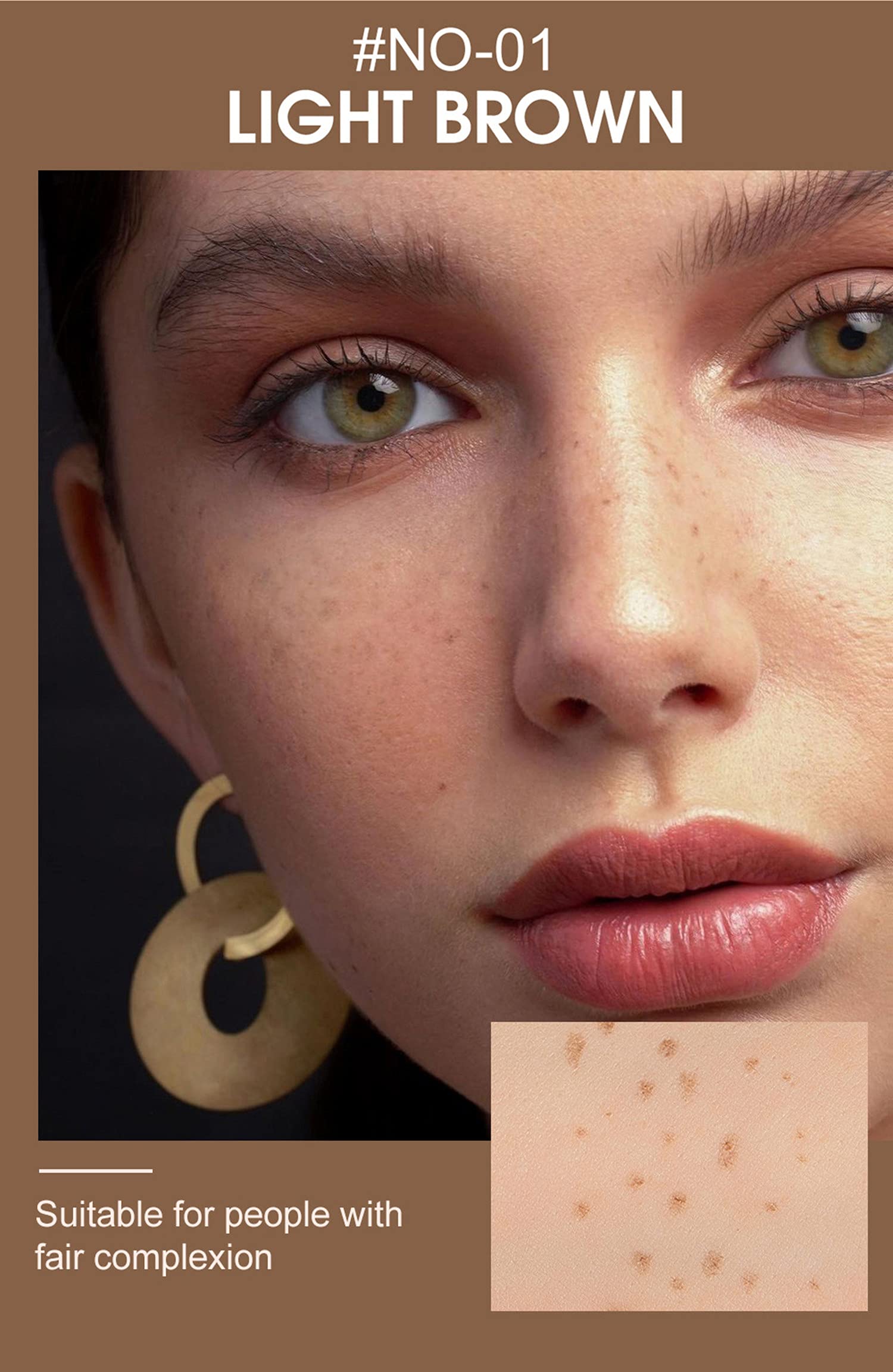 MAEPEOR Lápiz de Pecas Marrón Claro Natural Lápiz de Pecas Duradero, Impermeable con Puntos, Crea Piel Natural Hundida (1 Pieza), Marrón Claro