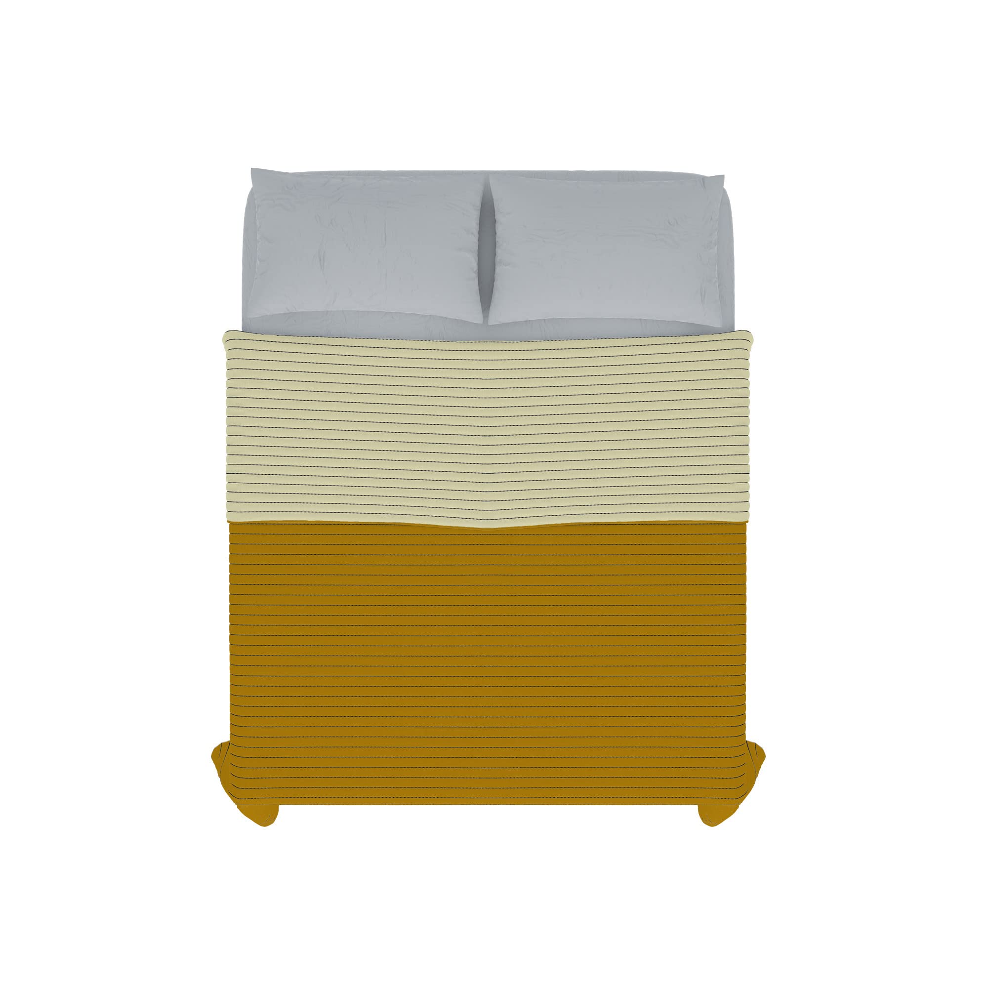 Italian Bed Linen Summer Microfibre Quilt Mustard Cream Double 250 x 250 cm, Mustard/Cream, Matrimoniale 250x250cm - Image 3