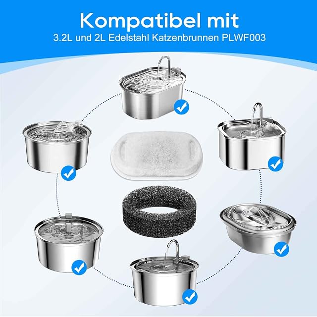 Foto 3 de 6 de MyfatBOSS 20 filtros de fuente de gato para fuentes de agua de acero inoxidable de 3,2 l/2 l/4 l