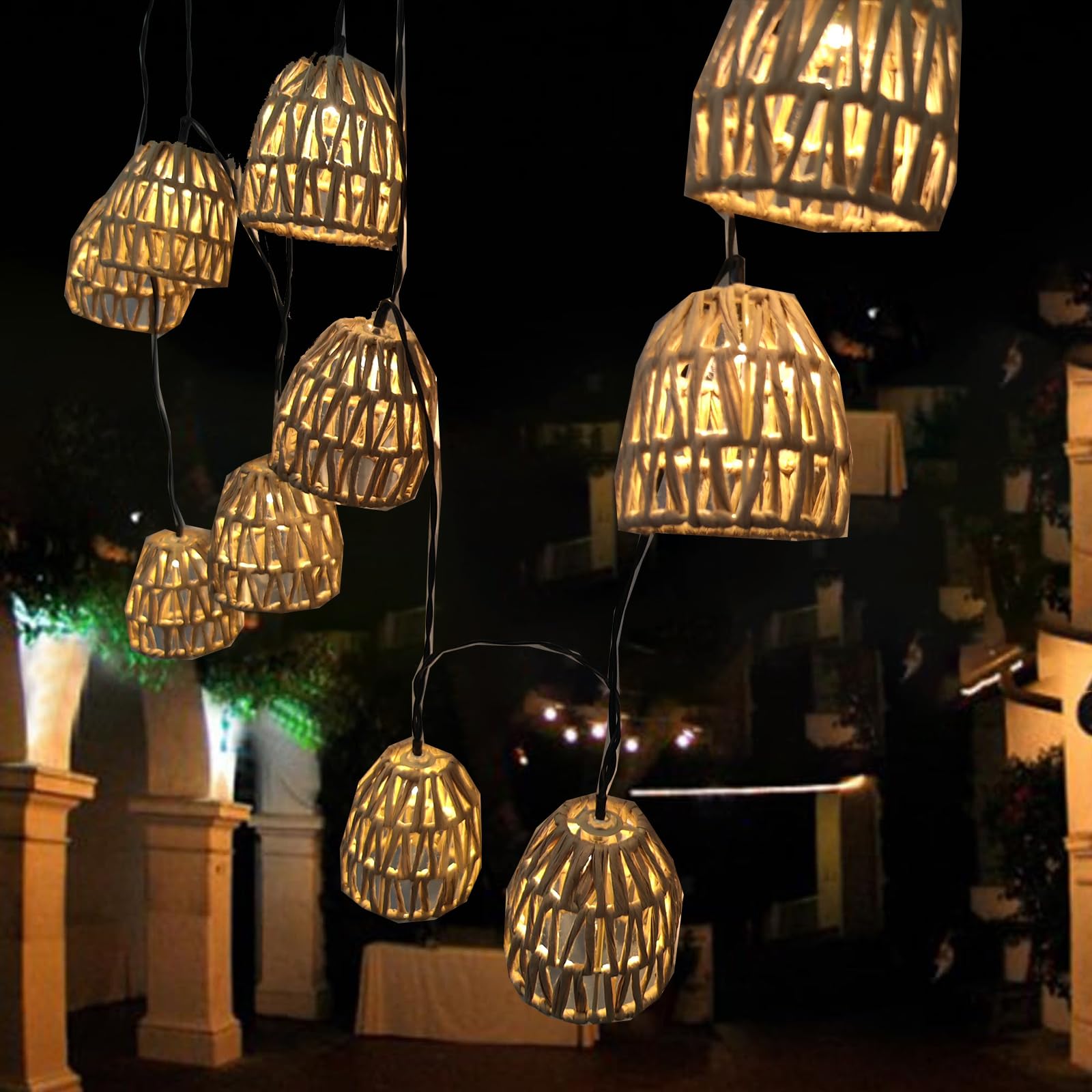 Guirnaldas Luces Exterior Solar,Luces Solares Led Exterior Jardin 3.6m,Cadena de Luz Solar,para Decorar Jardines,Patios,Terrazas,Fiestas