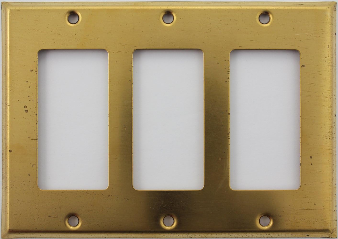 Raw Unfinished Brass 3 Gang GFI/Rocker Opening Wall Plate - 3 Rockers