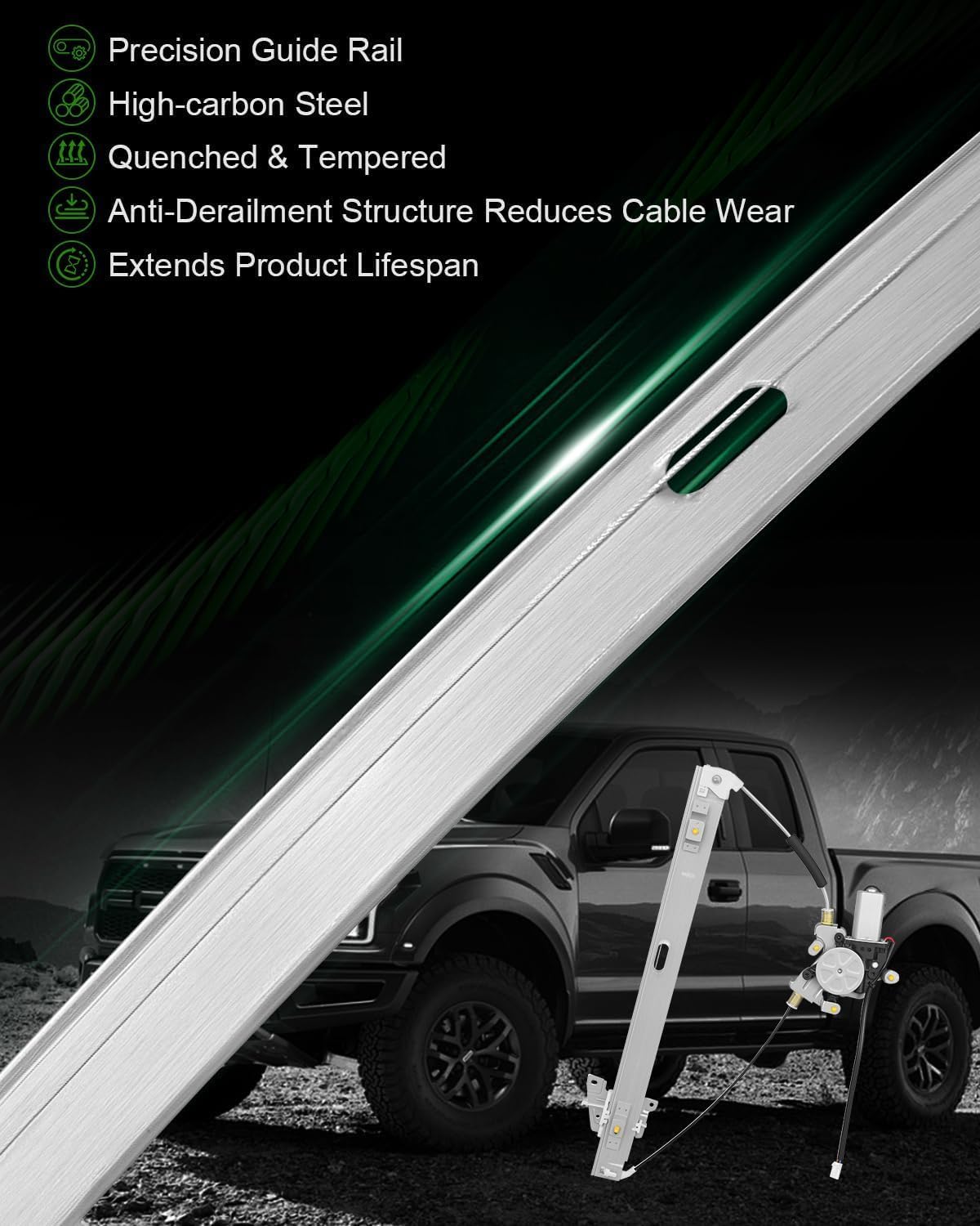 Front Left Driver Side Power Window Regulator with Motor for:-Mazda MPV 2000 2001 2002 2003 2004 2005 2006, for MPV 00 01 02 03 04 05 06, with 2 Pins OE# MA1350107 821771AR WL44115