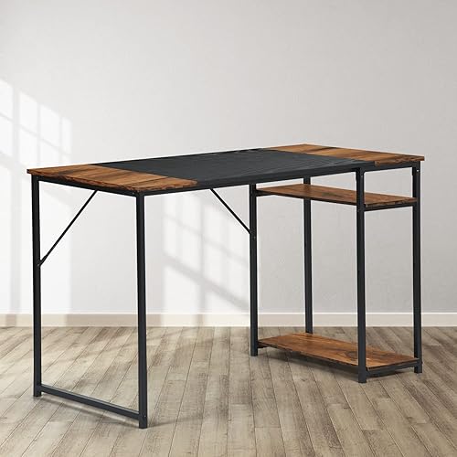 FurnitureR Escritorio para computadora con estantes para espacios pequeños, escritorio simple para oficina en casa, escritorio de estudio,