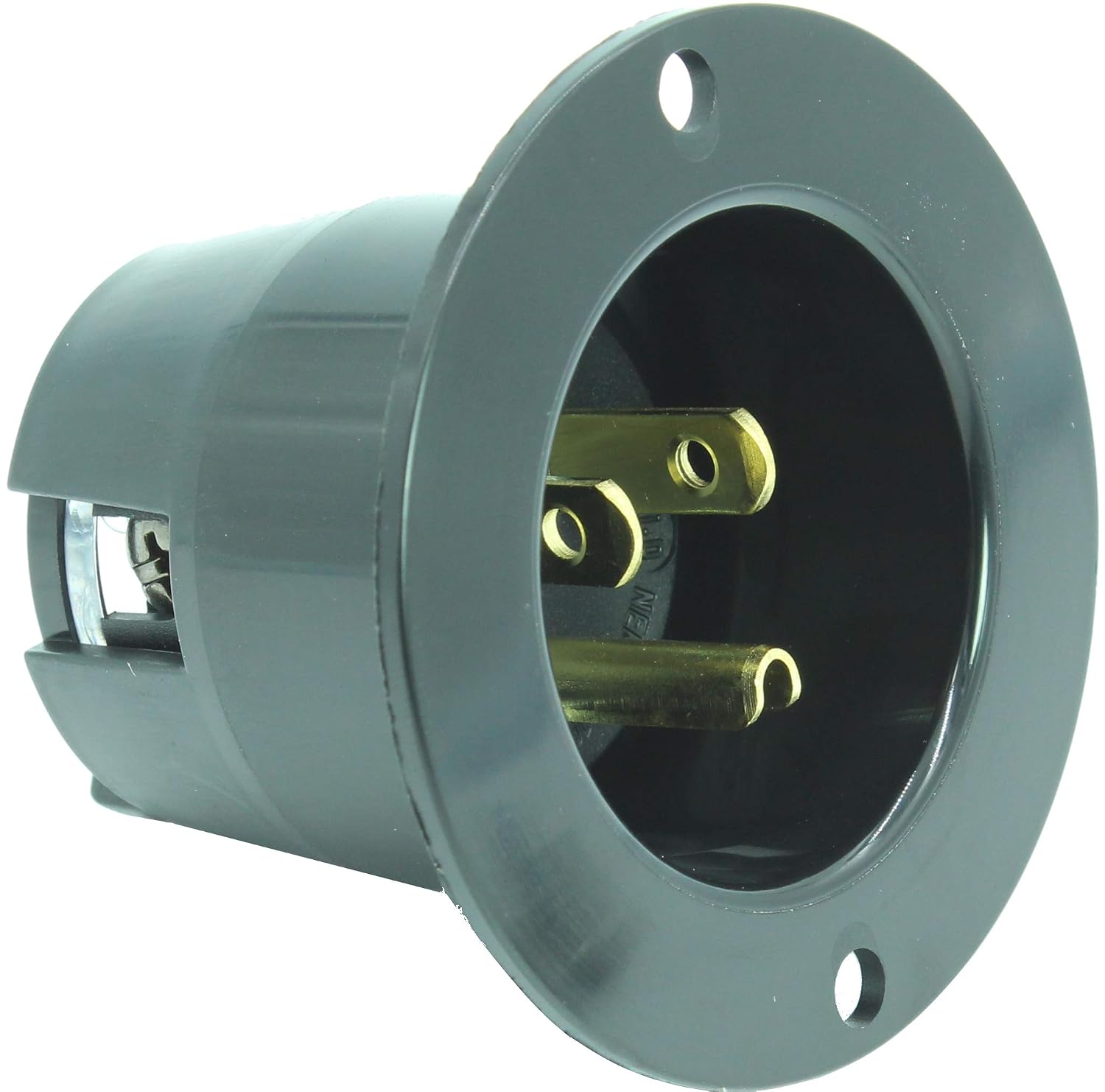 Journeyman-Pro 5278 Flanged Inlet, 15 Amp NEMA 5-15, No Cover/Cap, Black