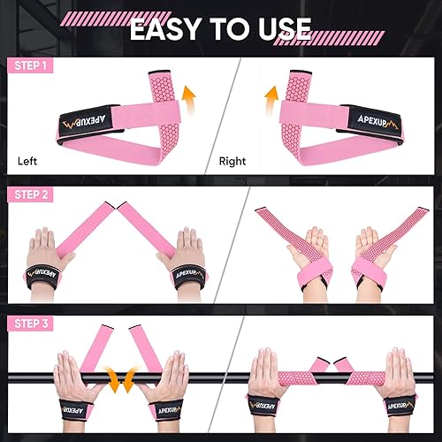 Miniatura 5 de APEXUP Correas de Levantamiento de Pesas para Peso Muerto, Correas de Muñeca para Gimnasio, Correa de Peso Muerto, Correa Antideslizante de Silicona