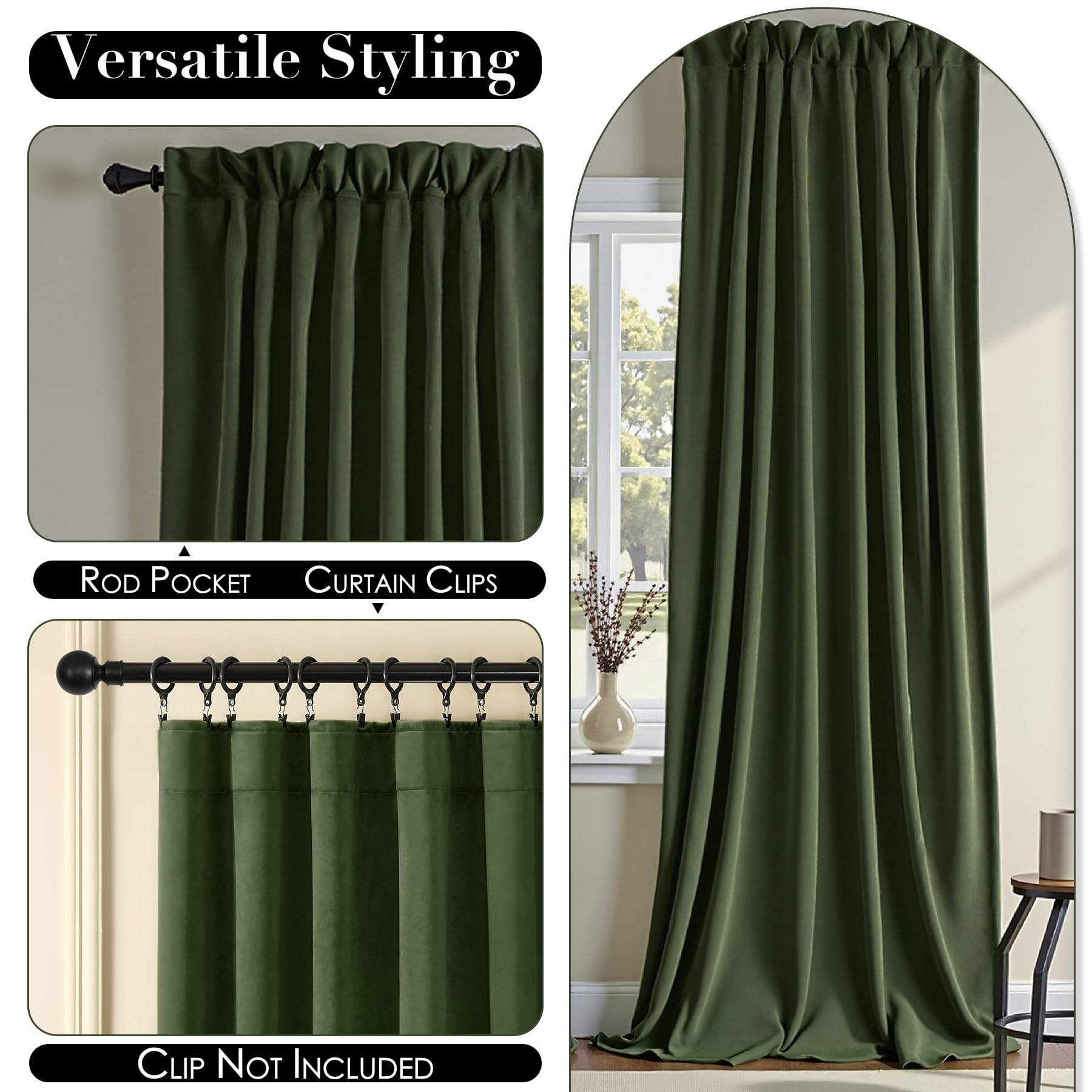 Amazon｜Nemia オリーブグリーンベルベットカーテン 断熱遮光カーテン