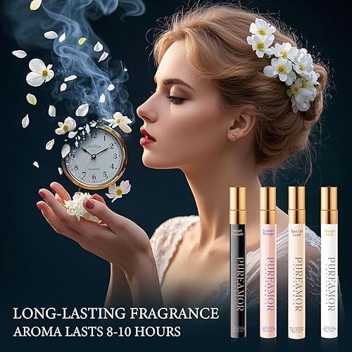 Miniatura 3 de PUREAMOR Perfumes de Feromonas para Mujeres, Set de Perfume Duradero de 4 Piezas, Vainilla Ámbar, Ámbar Azafrán, Cítrico Amaderado, Sándalo