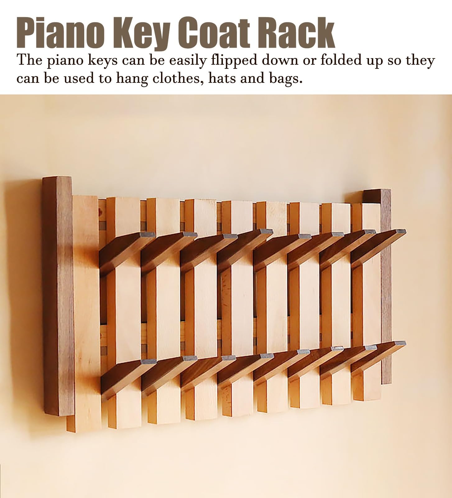 Tapa Cuadro Electrico Cubierta de Caja de Interruptores de Teclas de Piano de Madera con Ganchos, Cubierta de Panel Eléctrico Decorativo Montado en la Pared(Natural,8 Hooks)