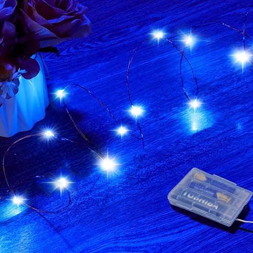 RUICHEN Guirnalda de luces que funcionan con pilas, alambre de cobre de 16.4 pies, 50 luces LED, mini luciérnaga, luces estrelladas para dormitorio,