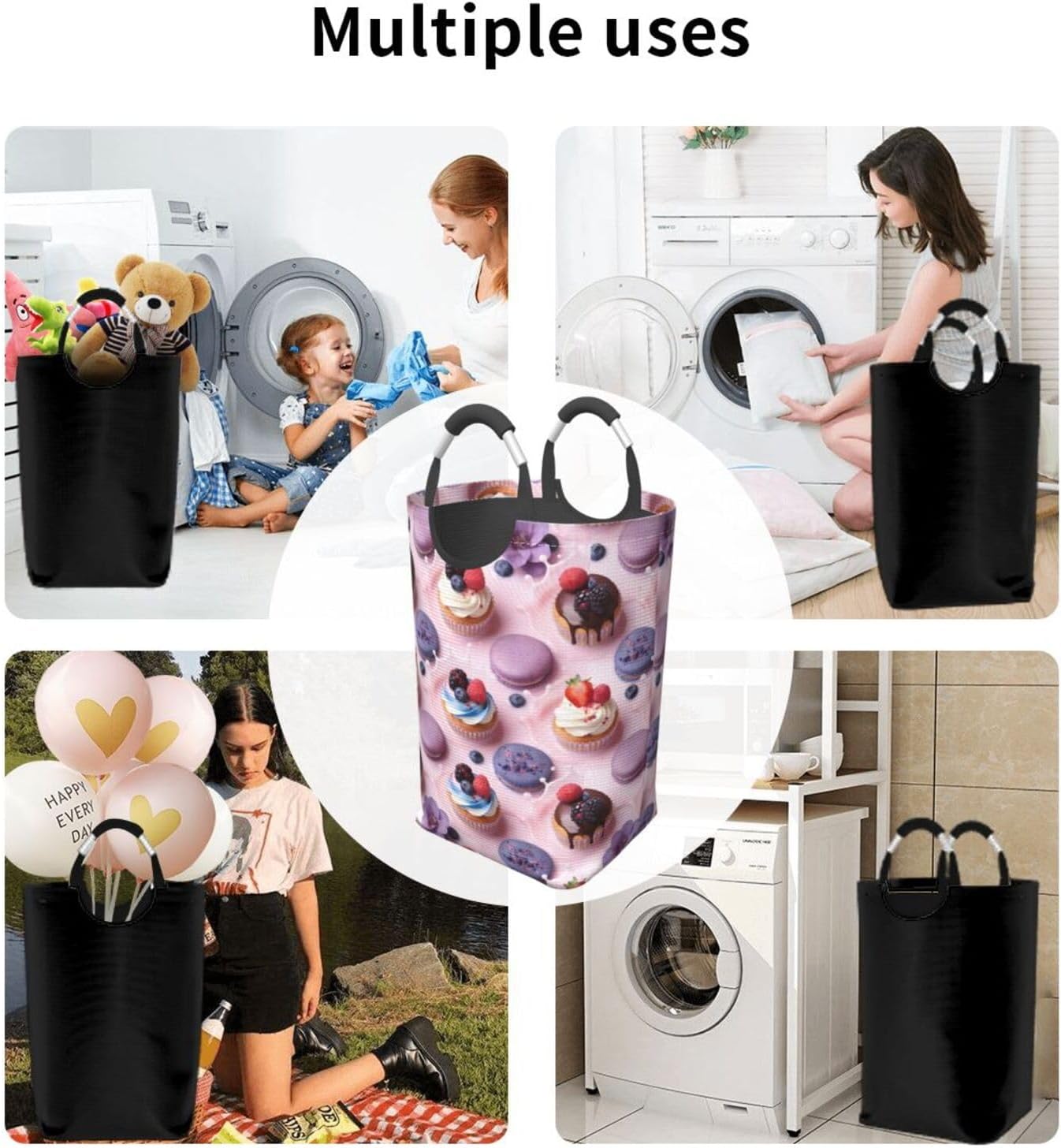 Sweet Euphoria In Motion Foldable Dirty Laundry Bag, Waterproof Oxford Fabric With Pe Board Base, 50l Capacity For Home & Travel