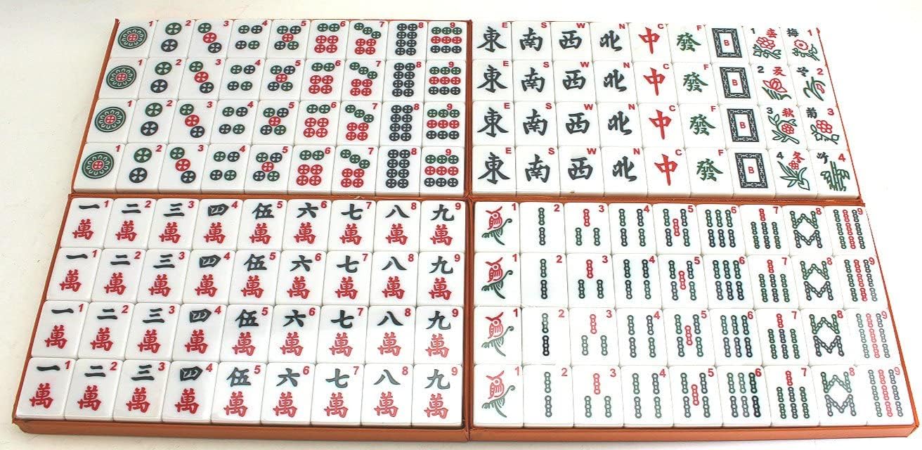 usamjtable Chinese Filipino Mahjong Set 144 Numbered Melamin Tiles (PVC Blue)