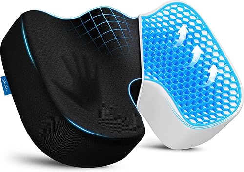 Miniatura 1 de ZIKEE Cojín de asiento de oficina con gel TPE, mejora la ventilación y apoyo cojín de espuma viscoelástica para ciática, espalda, alivio del dolor