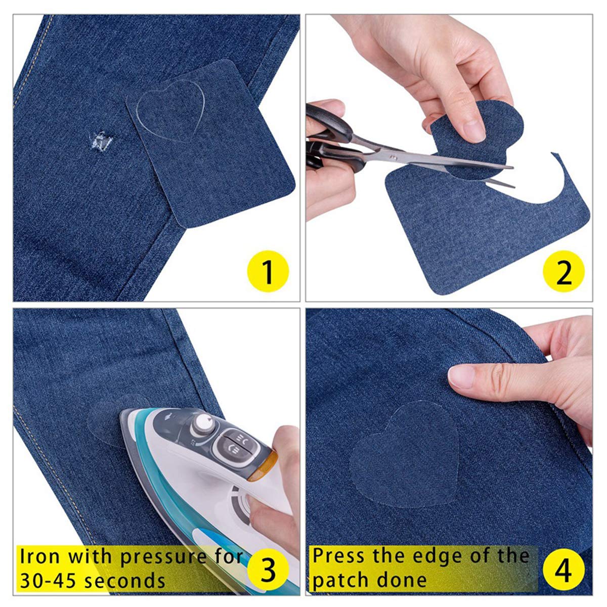 30 Patchs Jean Thermocollants - Lot De Tissu Denim 5 Couleurs | Réparation Et Customisation Vêtements | Faciles à Repasser