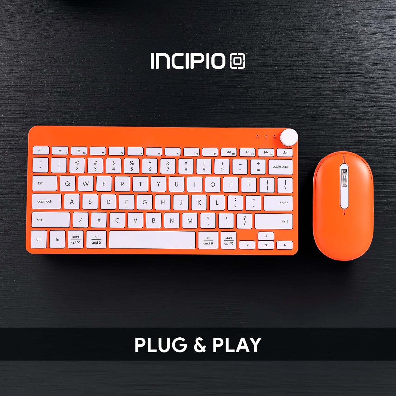 Incipio - Acrylic Keyboard and Mouse Combo, Desktop Set for Home, Office & Everyday Use (Orange)