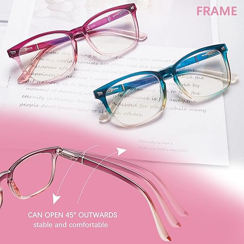 Miniatura 5 de Paquete de 5 lentes de lectura de moda para mujer, marco cuadrado, bloqueo de luz azul, anti UV, lentes de bisagra de resorte