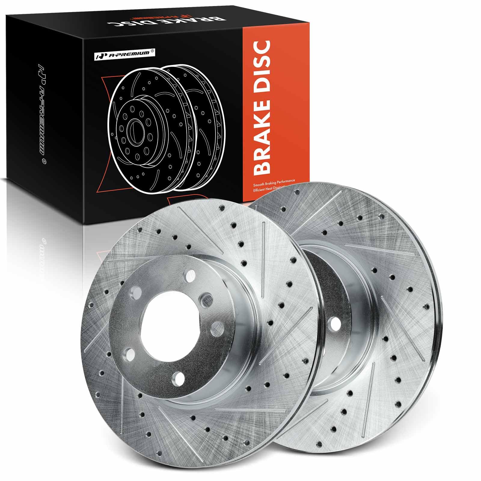 A-Premium 12.29 inch (312mm) Front Drilled and Slotted Disc Brake Rotors Compatible with Select BMW Models - 320i/320i xDrive/323i/328d/328d xDrive/328xi/330i/428i/430i/X1/228i/230i