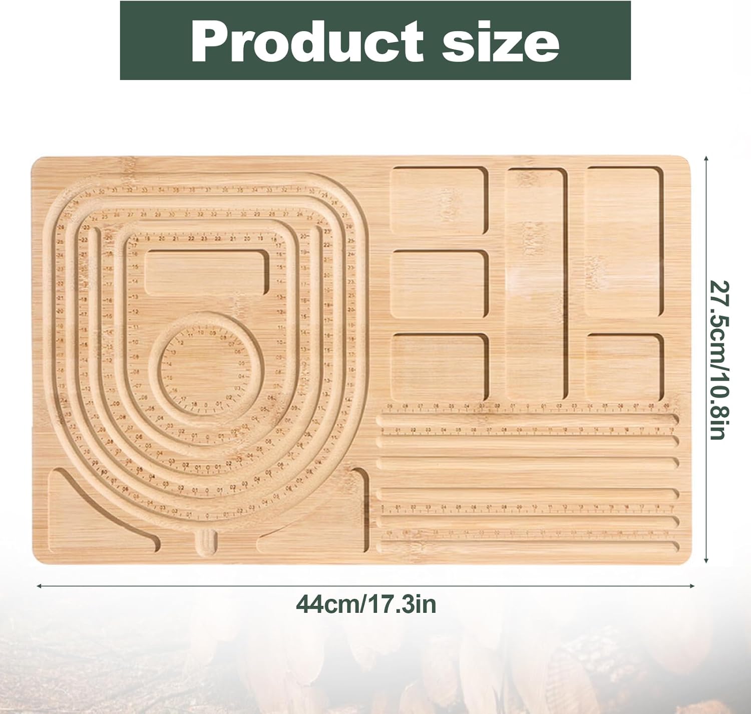 NCOALE Bamboo Bead Board for Jewelry Making, 44 x 27.5 cm Bead Boards with Measurement for Bracelet Necklaces Jewelry Making
