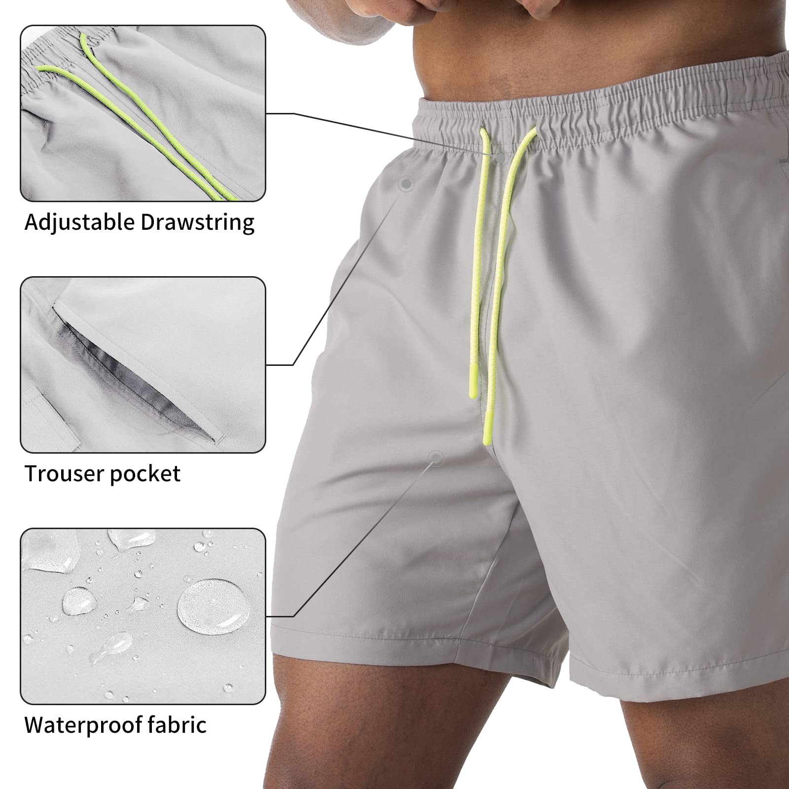 EDOTON Costumi da Bagno Uomo, Leggeri ad Asciugatura Rapida Costume Piscina Uomo Lungo Impermeabili Costume Uomo Mare con Cintura Regolabile e Tasche/Nuoto/Surf/Casual