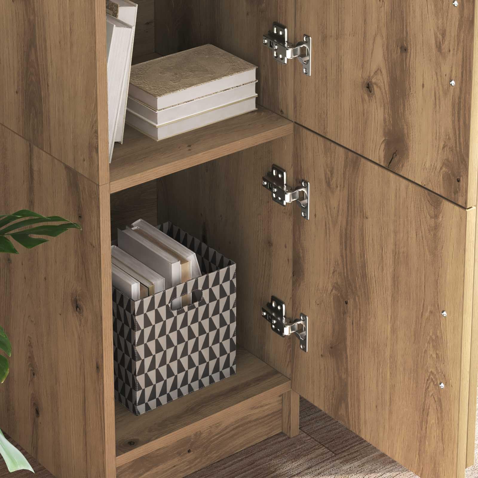 Scrivania in rovere Artisan, 133,5 x 50 x 124 cm, 2 pezzi, tavolo da lavoro per computer, segretario con ripiano, cassetto, scaffale, spazio di archiviazione per casa, studio, ufficio