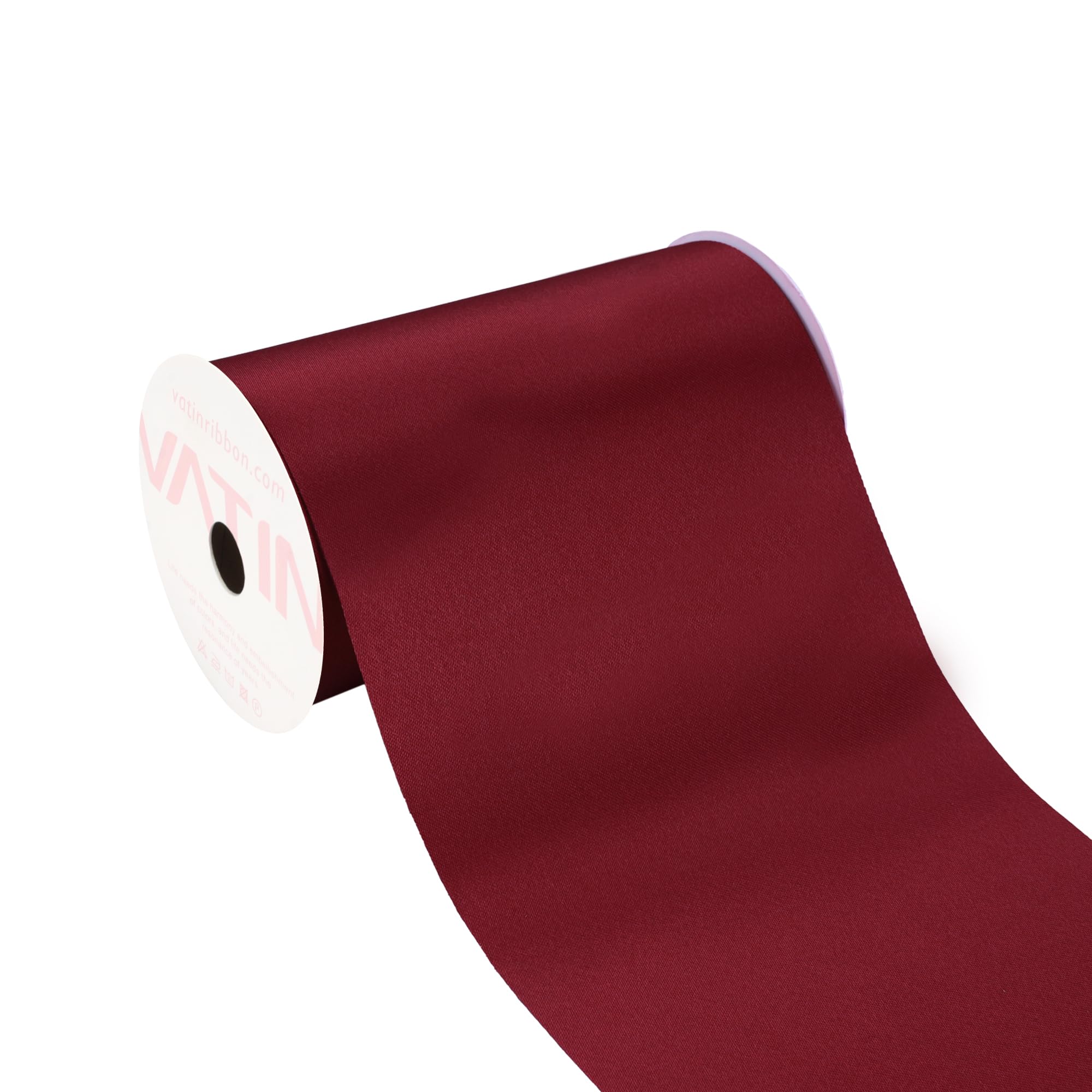 VATIN 4 Inch Wide Claret Satin Solid Ribbon - Large Ribbon for Grand Opening, Wedding Party Decoration - 11 Yards — image 1