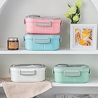 Vista 5 de Lonchera Bento para Adultos, Contenedor de Ensalada Grande de 43oz Tazón de Ensalada, Bandeja Estilo Bento para Ingredientes, Contenedor de Salsa