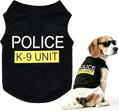 Dog Costumes K9 Cat Apparel Shirts for Cosplay,Breathable Pet T-Shirts,Summer Clothes Vest for Dogs Puppy Boy Girl XS, Black