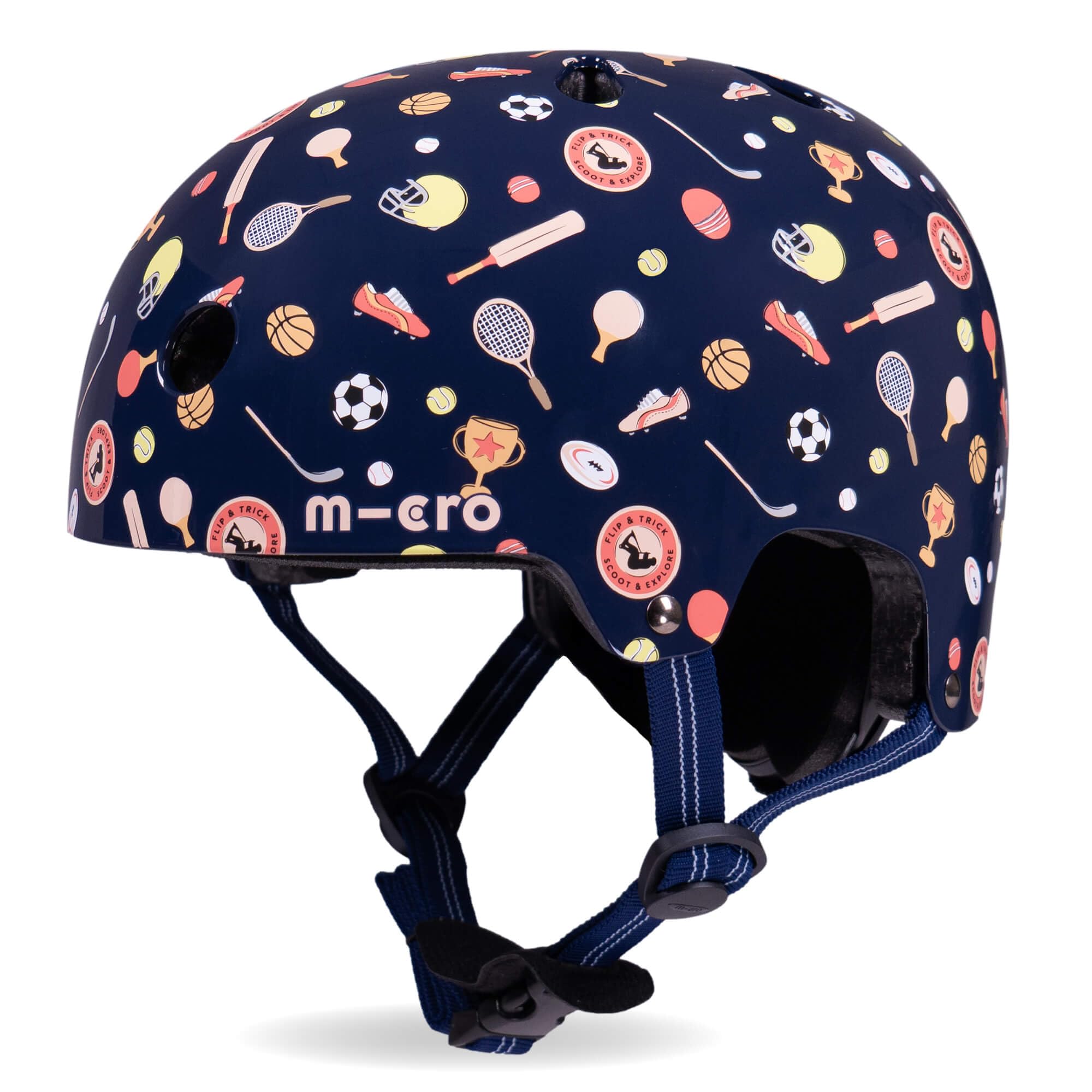 Micro Scooters | Bike/Scooter Printed Deluxe Children's Helmet | Cycling Accessories | Adjustable Headwear | Boys & Girls | 55-58cm | Sport Print โ image 1