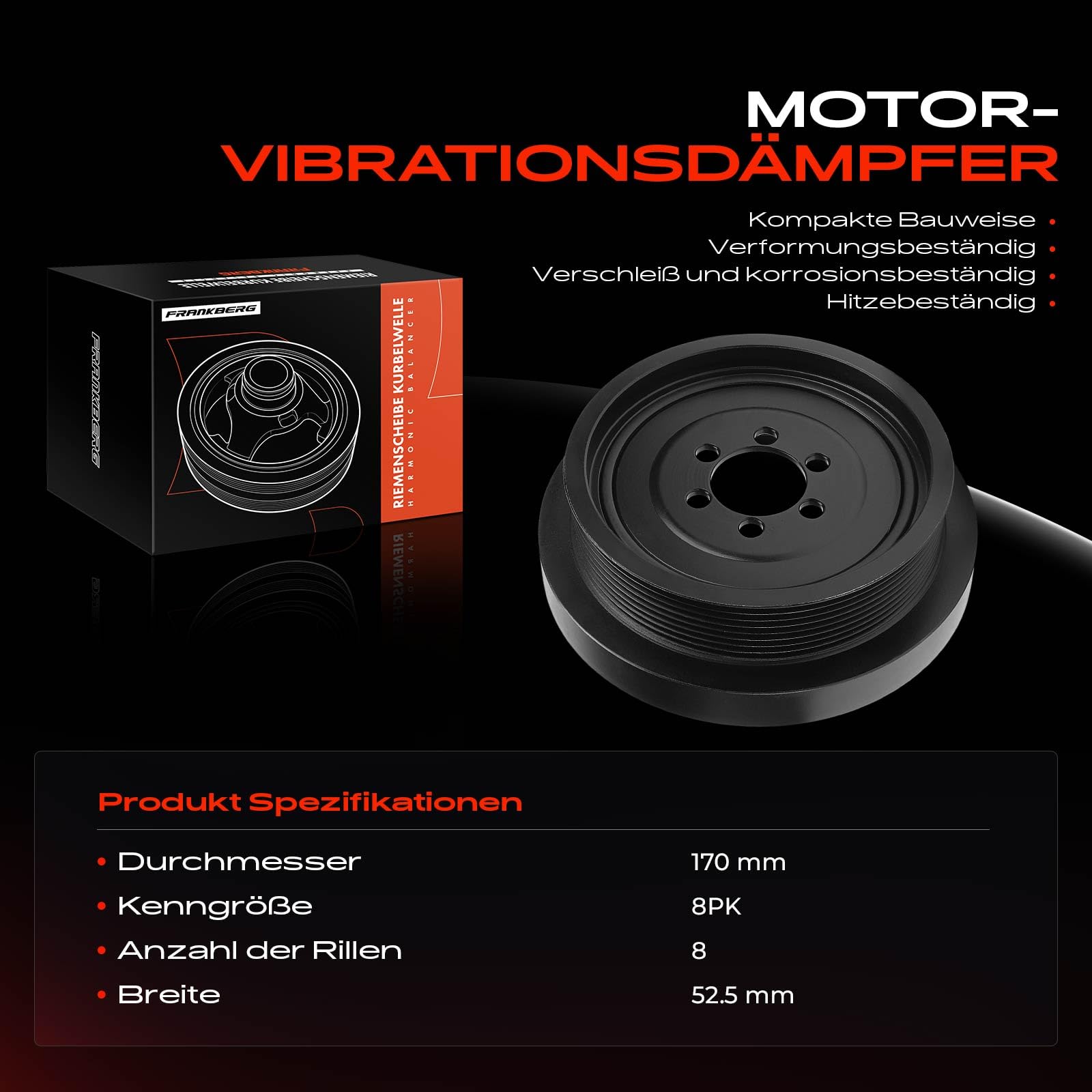 Frankberg Riemenscheibe Kurbelwelle Benzin Kompatibel mit 5er F10 523i 5er F10 528i 5er Touring F11 523i 5er F10 530i 5er Touring F11 528i Replace# 11237580391,08.11.056