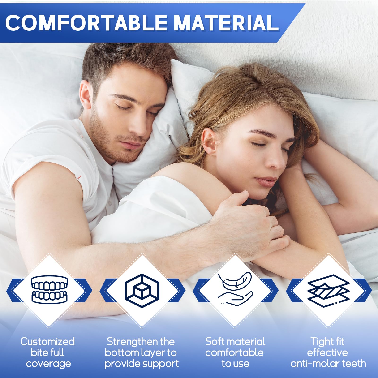 4 Piezas Férula Dental, Protector Bucal Nocturno, Protector Bucal para el Bruxismo, 2 Tamaños Incluidos, Mejorar la calidad del sueño, Fácil de usar, Adecuado Para hombres y mujeres - 5