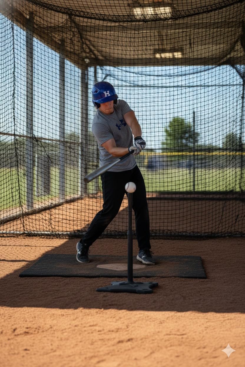 Power Batting Tee - Fully Adjustable Stem for Baseball and Softball Players, Black